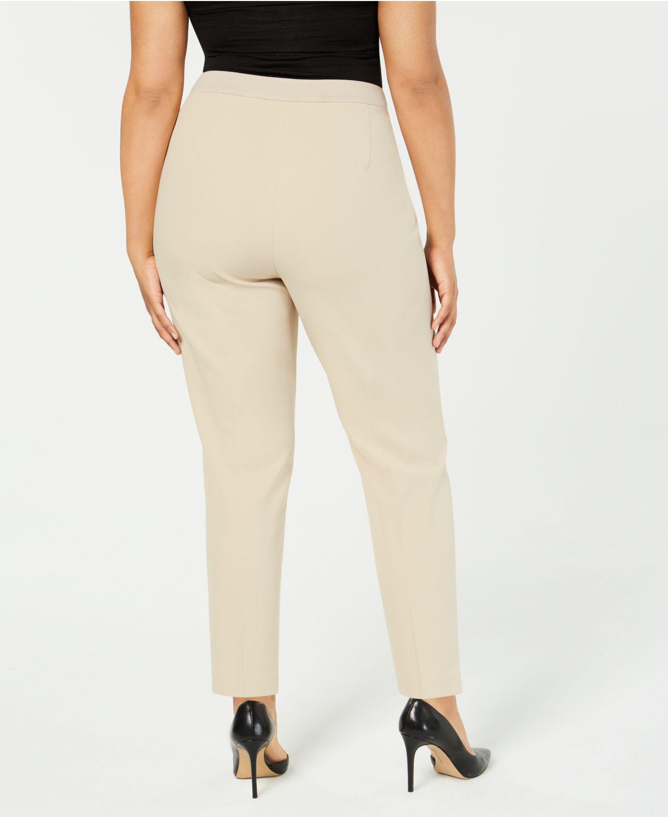 Calvin Klein Plus Size Split-hem Pants in Natural - Lyst