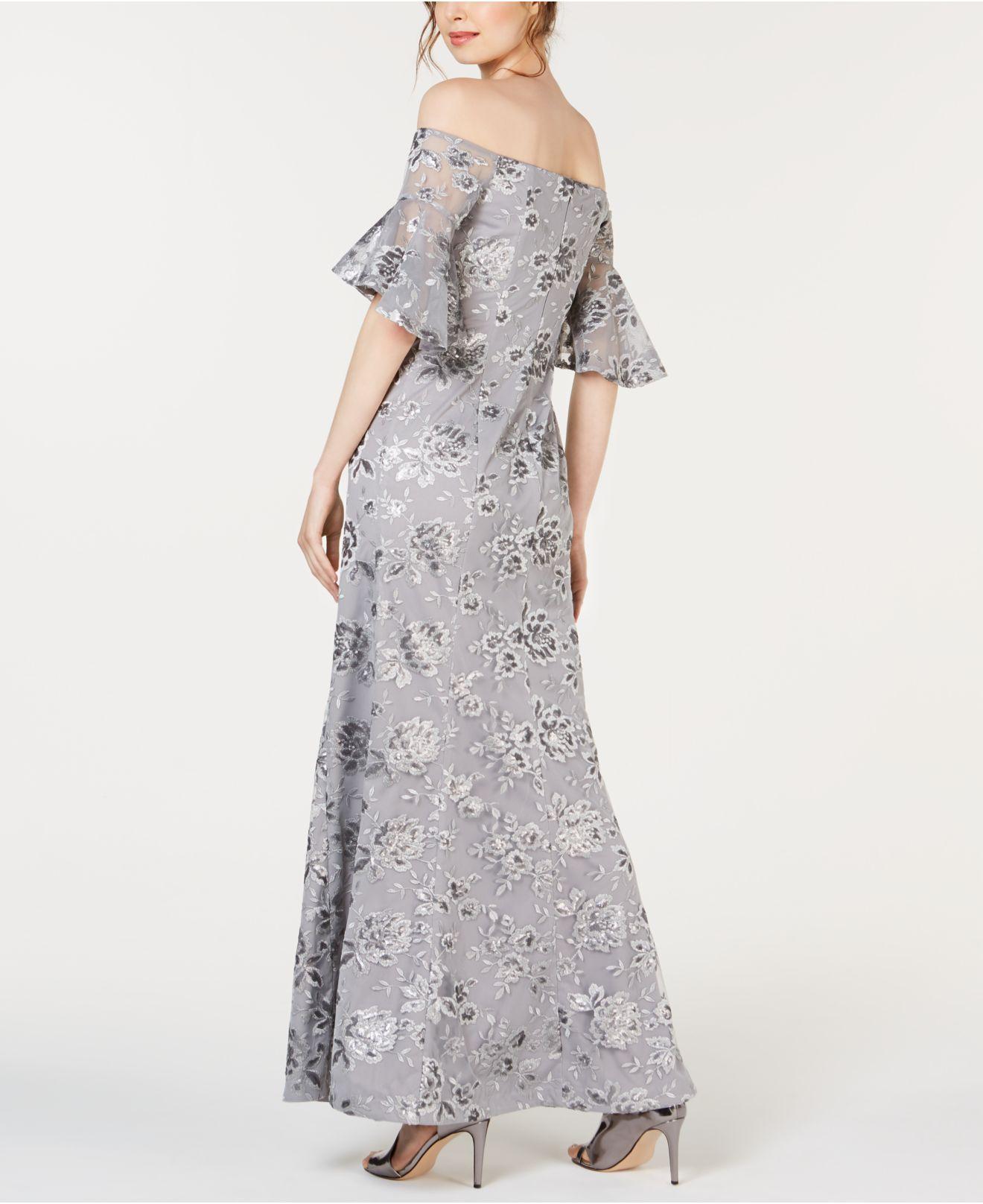 calvin klein off the shoulder gown