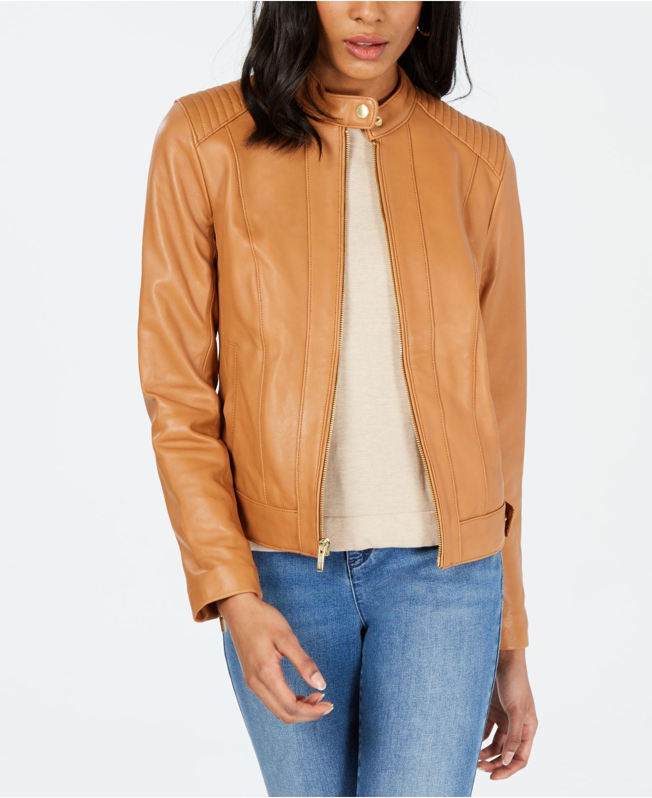 Cole Haan Seamed Leather Jacket Save 19 Lyst