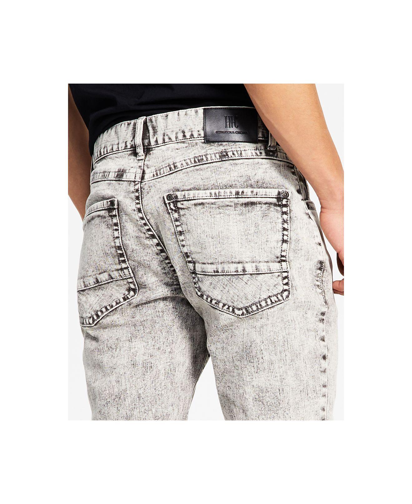 INC Mens Gray Ripped Embroidered Denim Skinny Jeans 32/30 BHFO 4685 