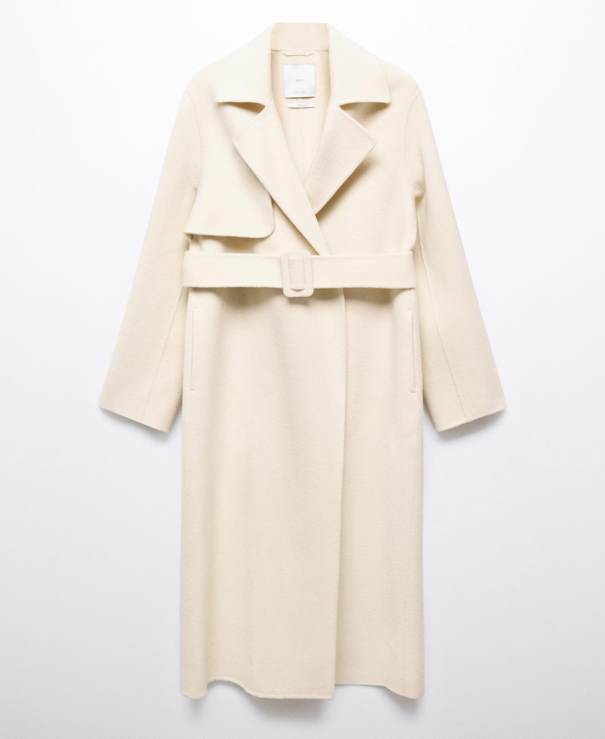 Mango Handmade Belt Wool Coat in Natural | Lyst