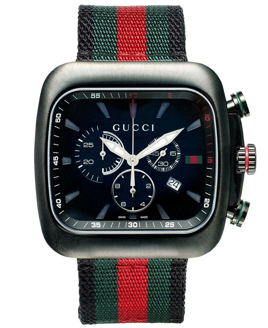 Gucci Synthetic Watch, Men's Swiss Chronograph Coupe Green And Red Nylon Strap 44mm for Men - Lyst