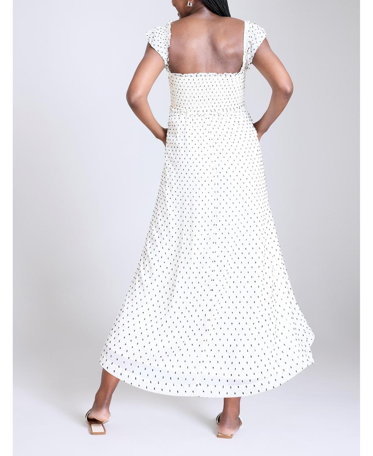 Motherhood Maternity Sleeveless Ruffle Shoulder Smocked Maxi Dress in White  | Lyst