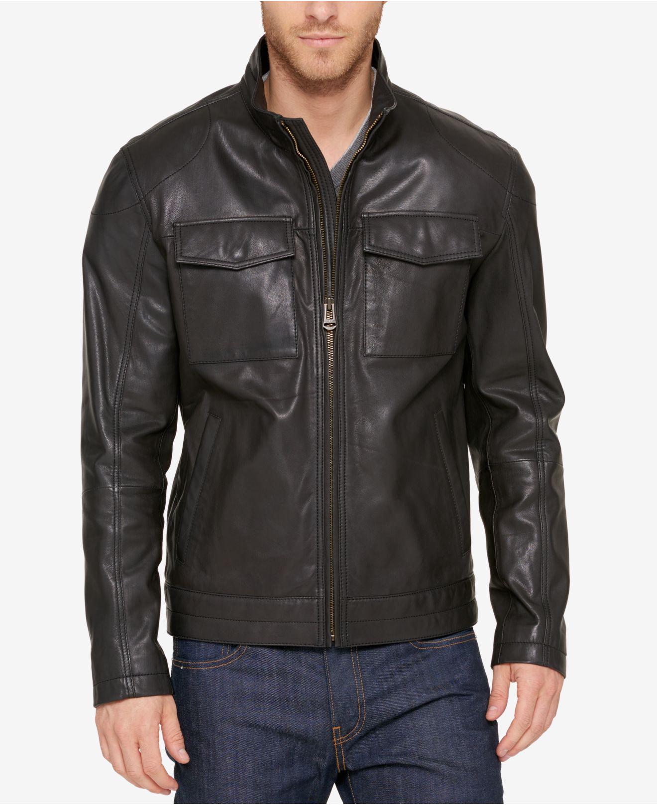 Cole Haan Leather Trucker Jacket in Black for Men - Save 54% - Lyst