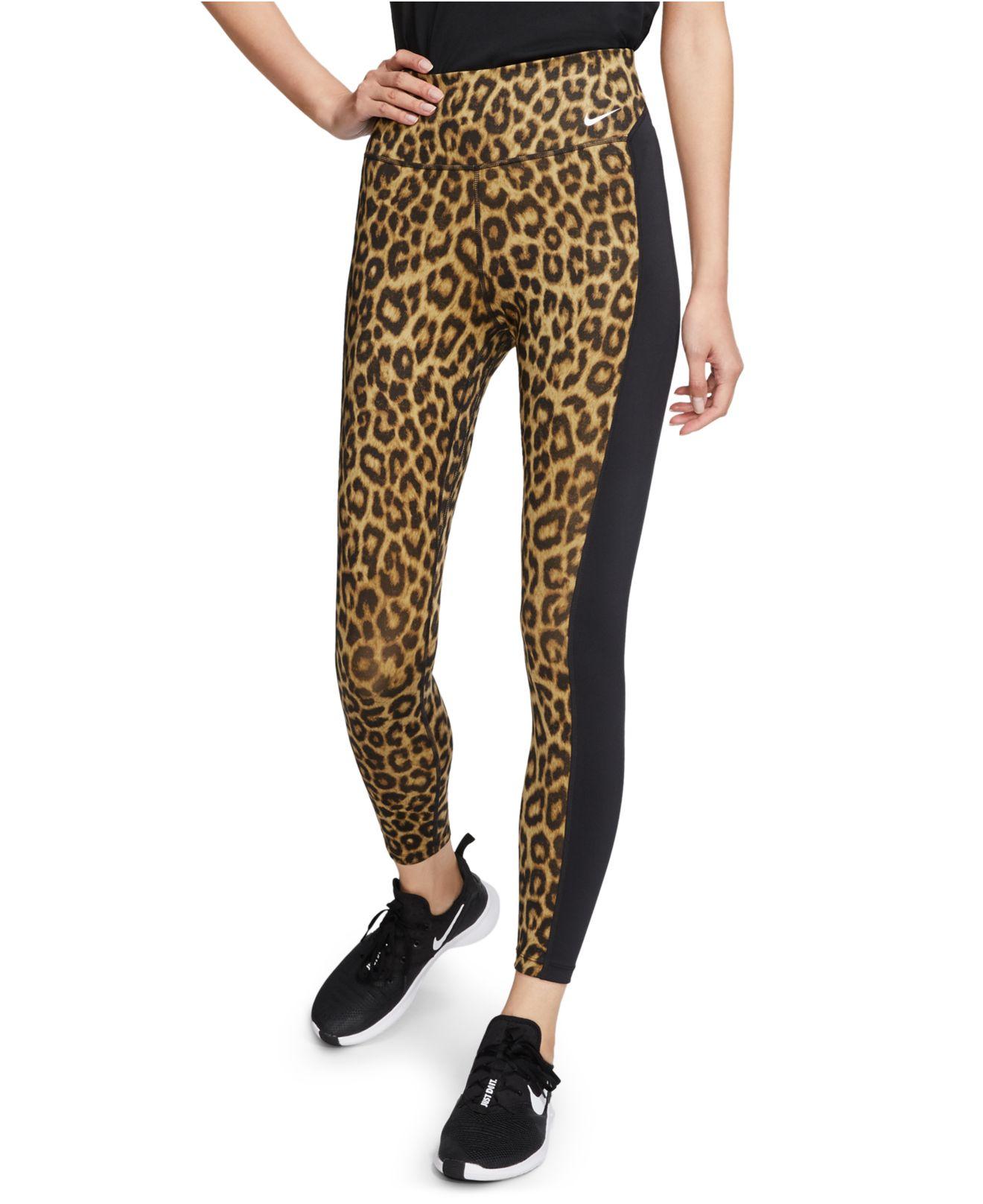 Nike One Leopard Print Leggings in Black | Lyst