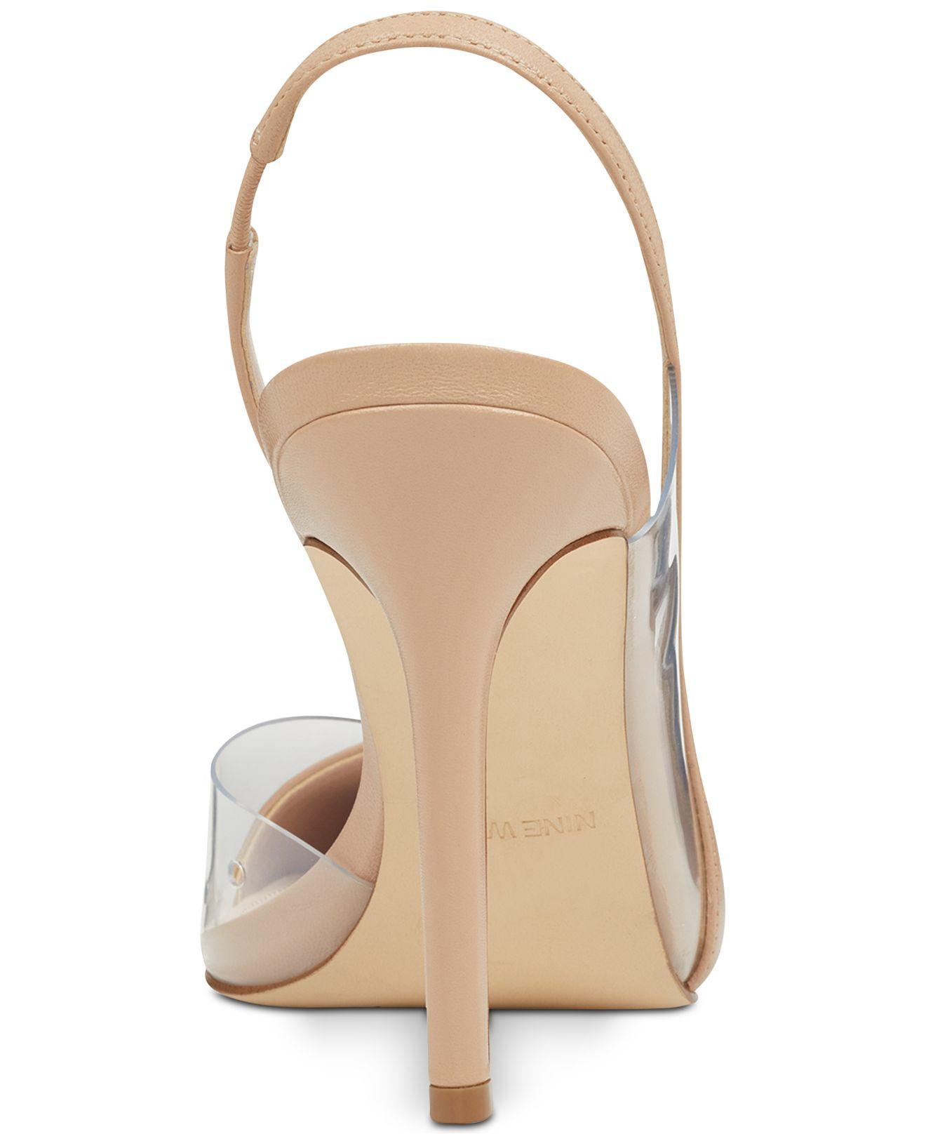 nine west toffee vinyl slingback pumps