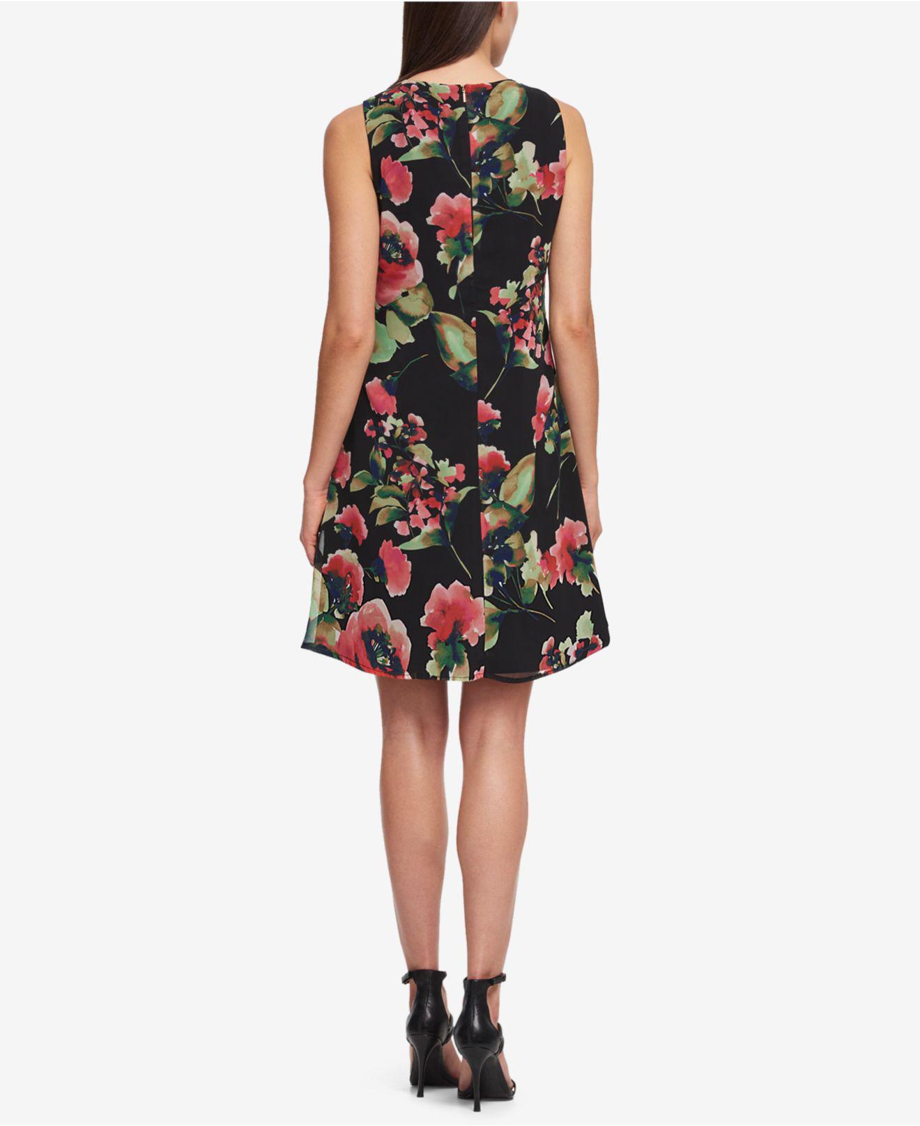 macy's black dress with flowers