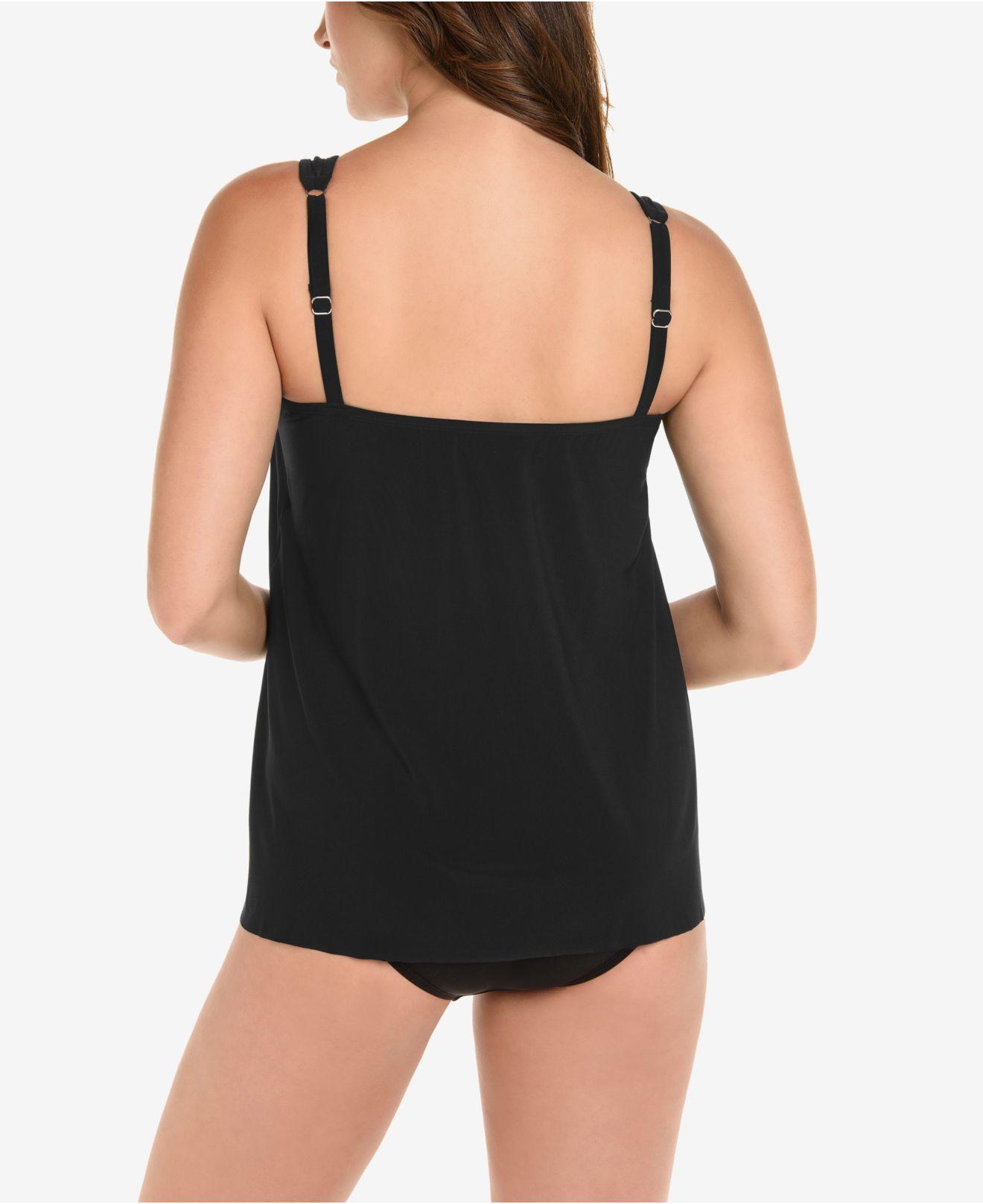 Miraclesuit Draped Illusionist Swim Tankini & High-waist Tummy Control  Bikini Bottoms in Black