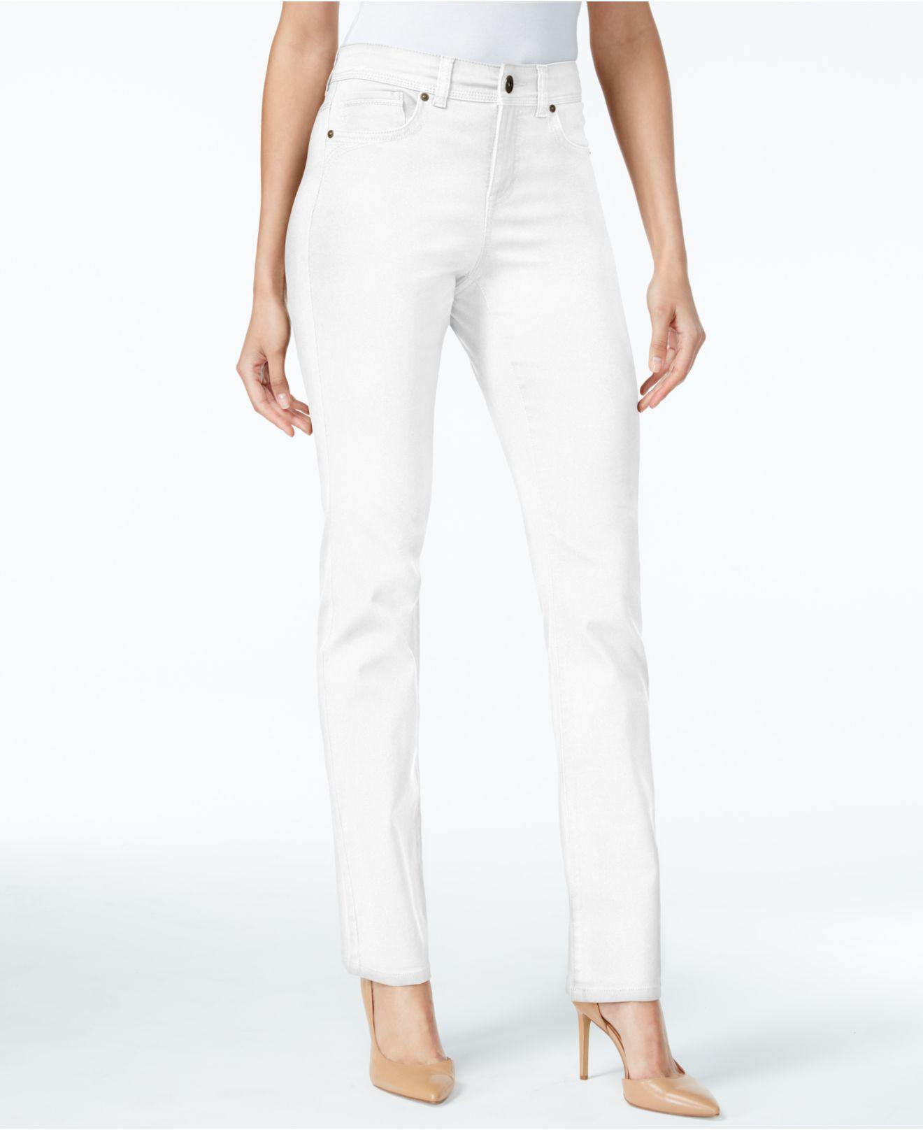 Lyst - Style & Co. Petite Solid Straight-leg Jeans in White - Save 48%