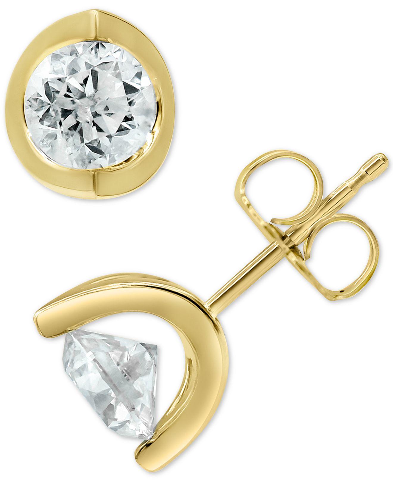 Macy's Diamond Stud Earrings (1-3/8 Ct. T.w.) In 14k White, Yellow Or ...