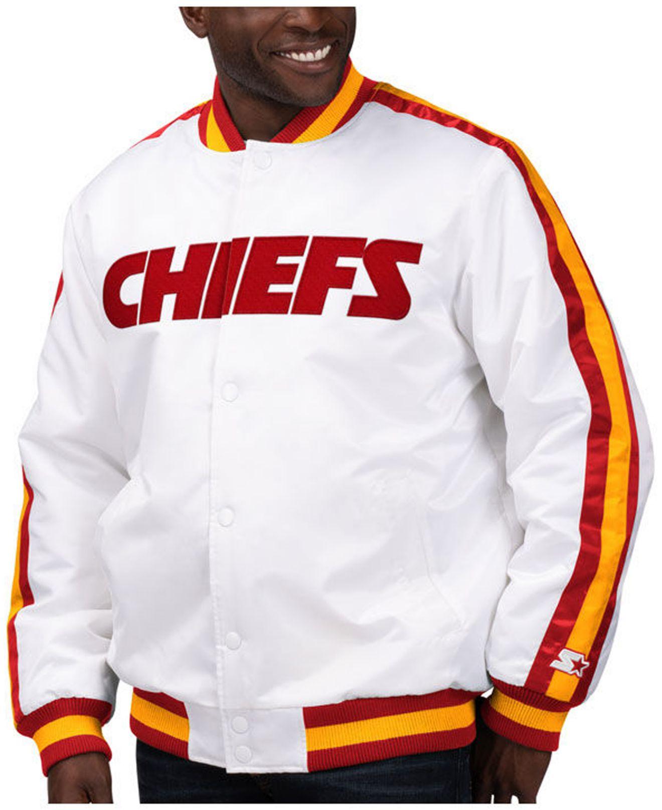 Starter Kansas City Chiefs The D-line Satin Jacket in White/Red/Yellow  (White) for Men | Lyst