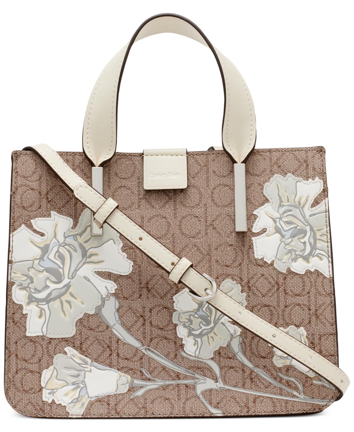 Calvin Klein Audrey Floral Signature Convertible Crossbody in Brown Lyst