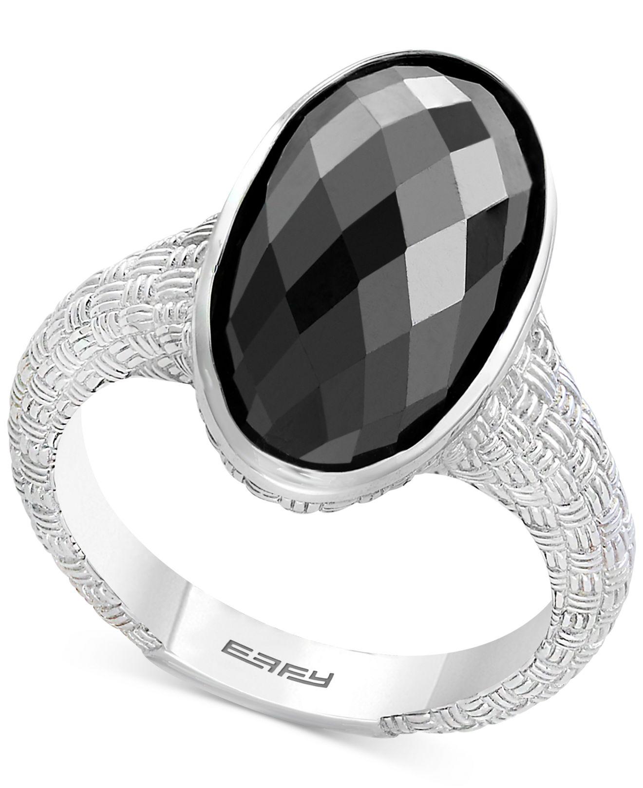 Effy Onyx (18 X 9mm) Oval Textured Statement Ring In Sterling Silver in