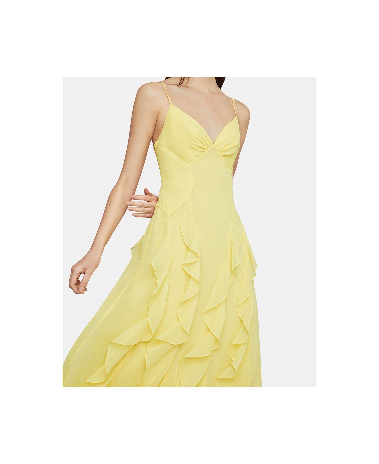 bcbg yellow ruffle dress