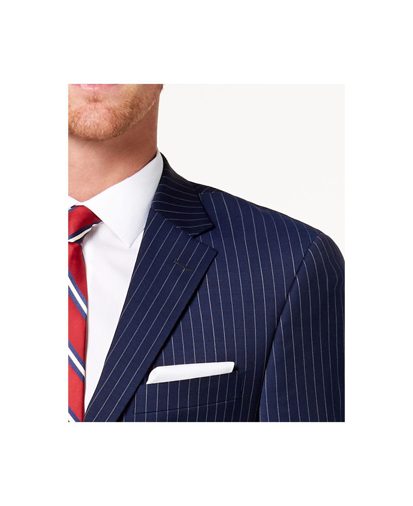 Tommy Hilfiger Wool Modern-fit Th Flex Stretch Navy Pinstripe Suit Jacket  in Navy White (Blue) for Men | Lyst