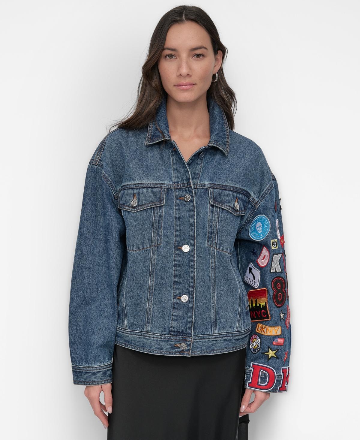 DKNY Patchwork Denim Jacket in Blue Lyst