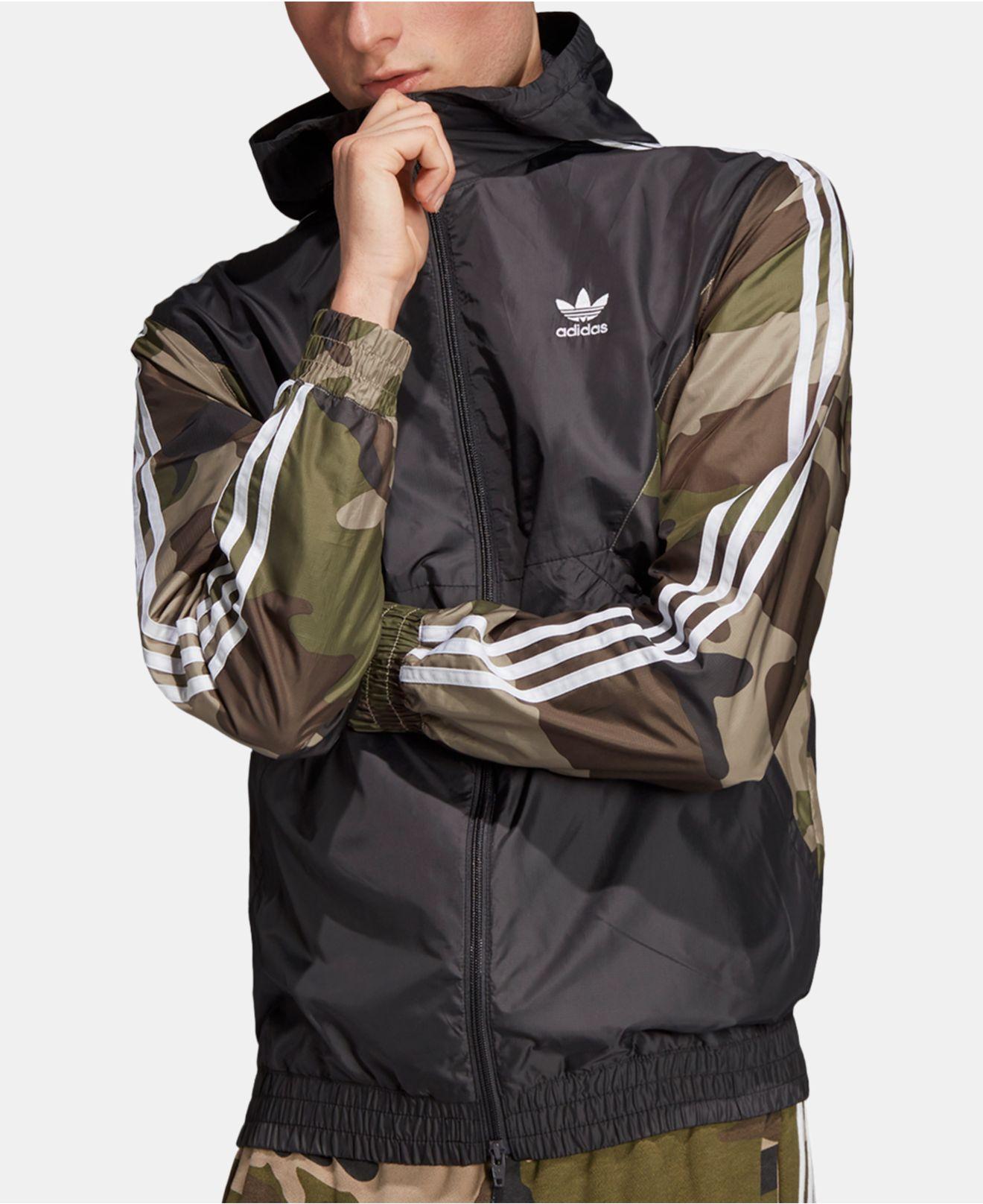 adidas camo windbreaker mens