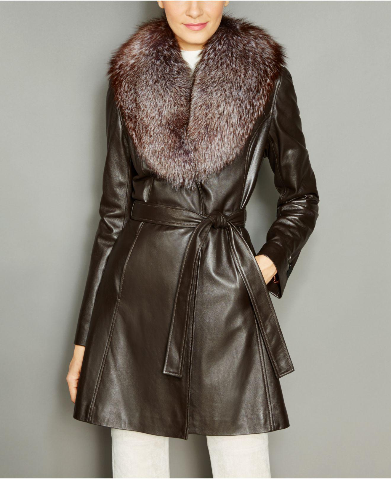 leather jacket with fox fur