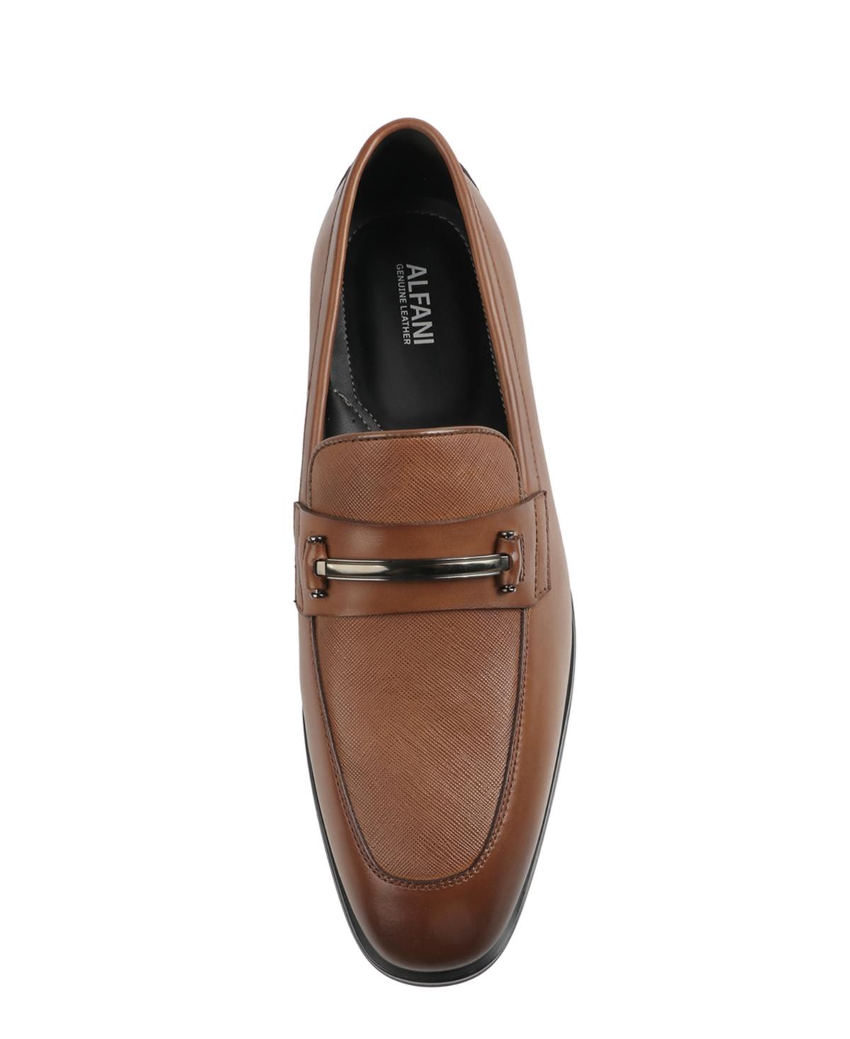 Alfani Jennerr Genuine Leather Bit Slip On Loafers in Brown 