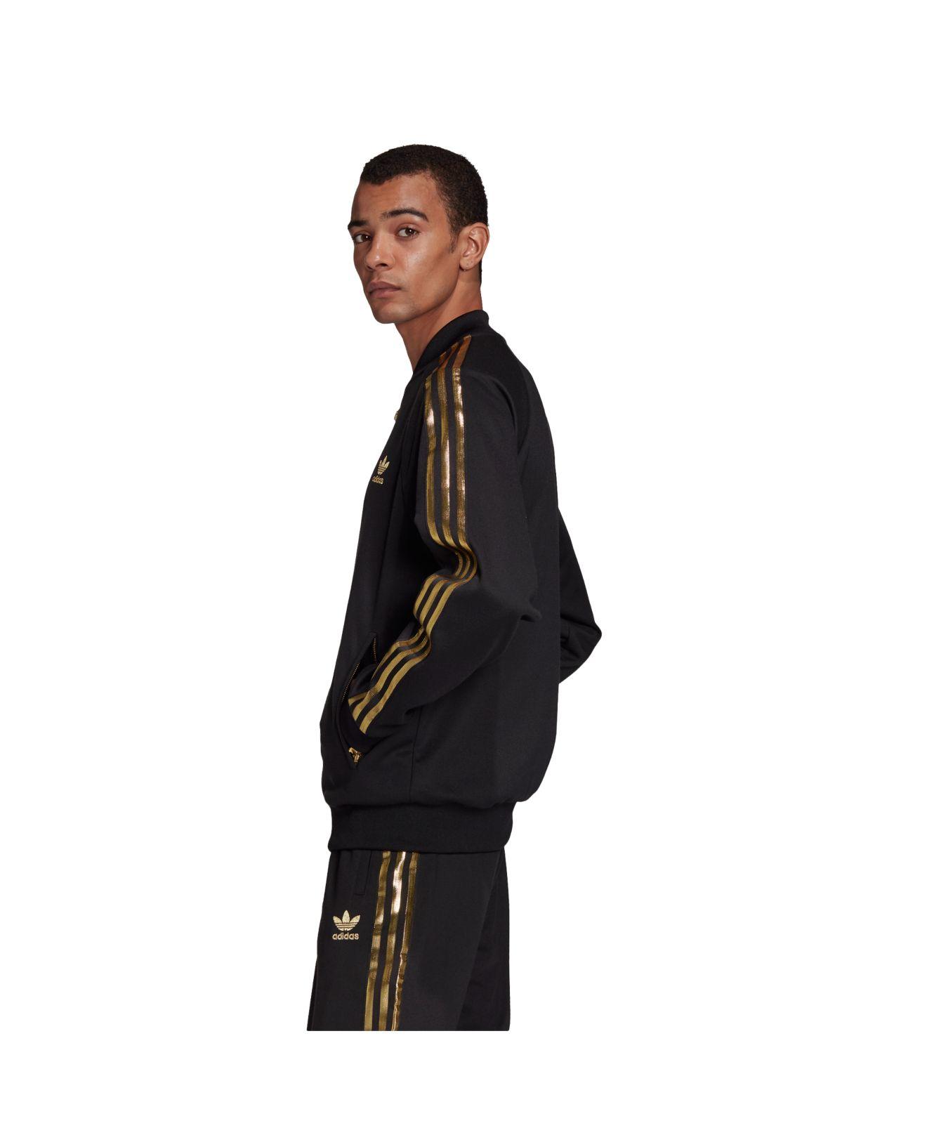 adidas Synthetic Sst 24k Track Jacket in Black/Gold (Black) for Men | Lyst