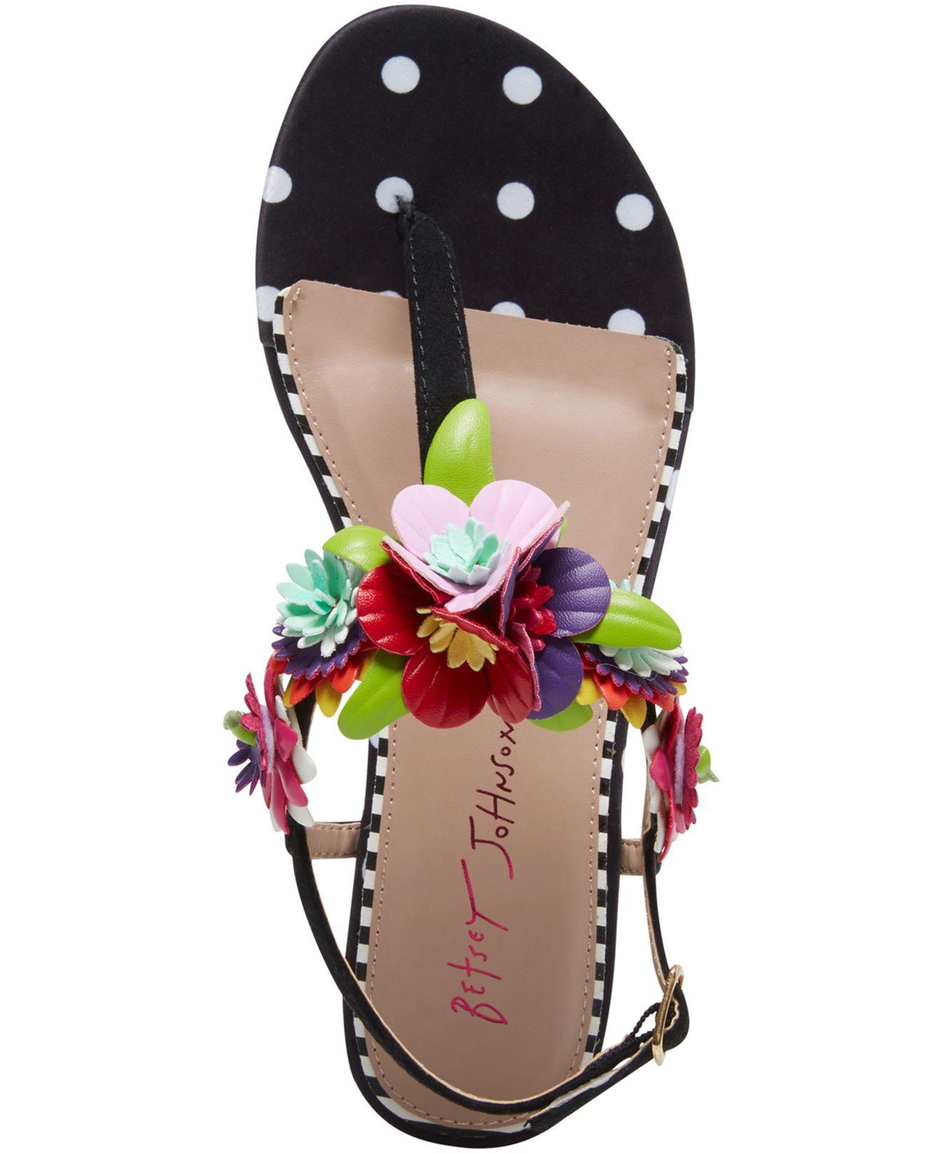 betsey johnson esmee floral flat sandals