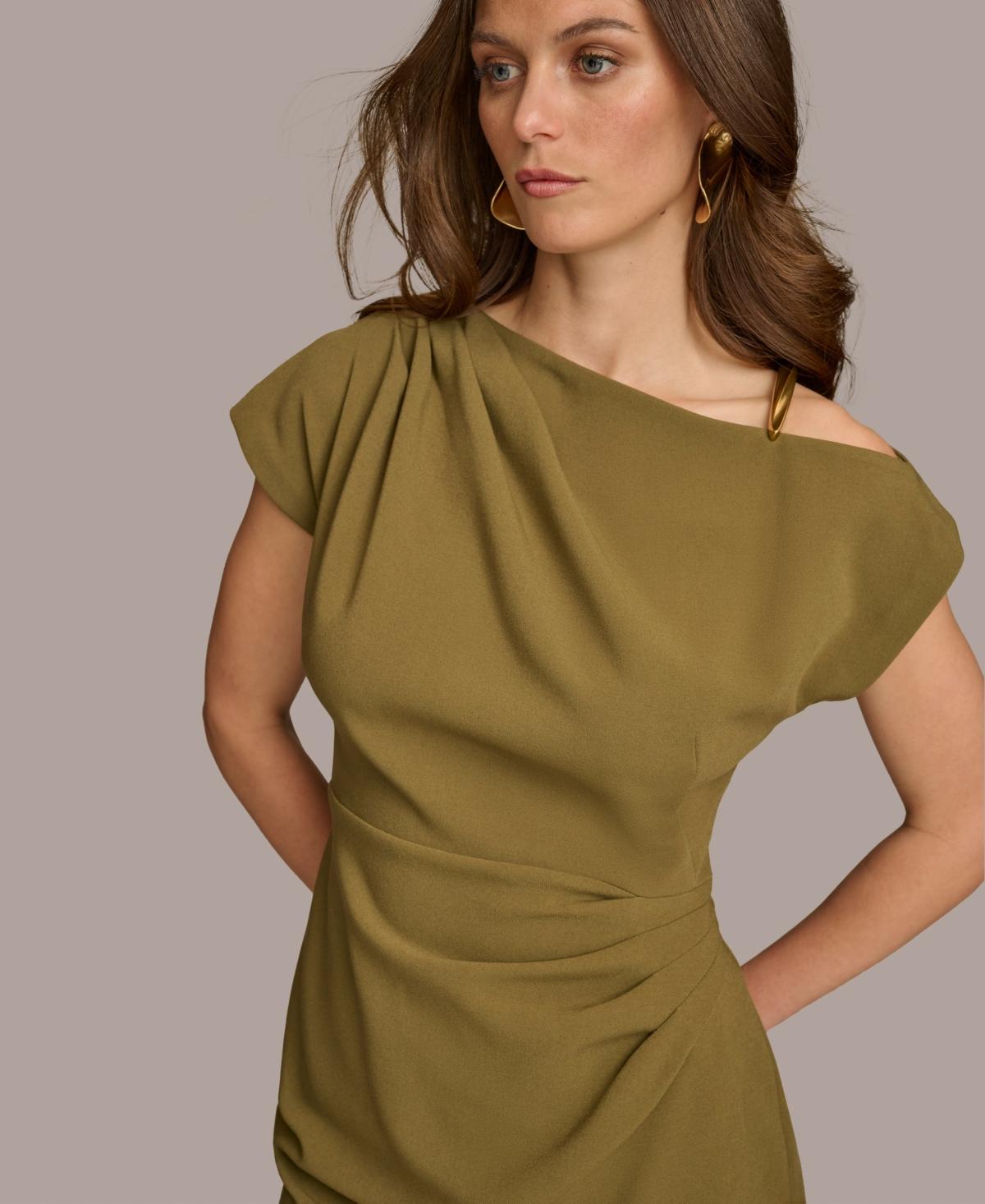 【Donna Karan New York】Hardware-Trim Asymmetric Dress Donna Karan Women's Hardware-trim Asymmetric Dress In Blue