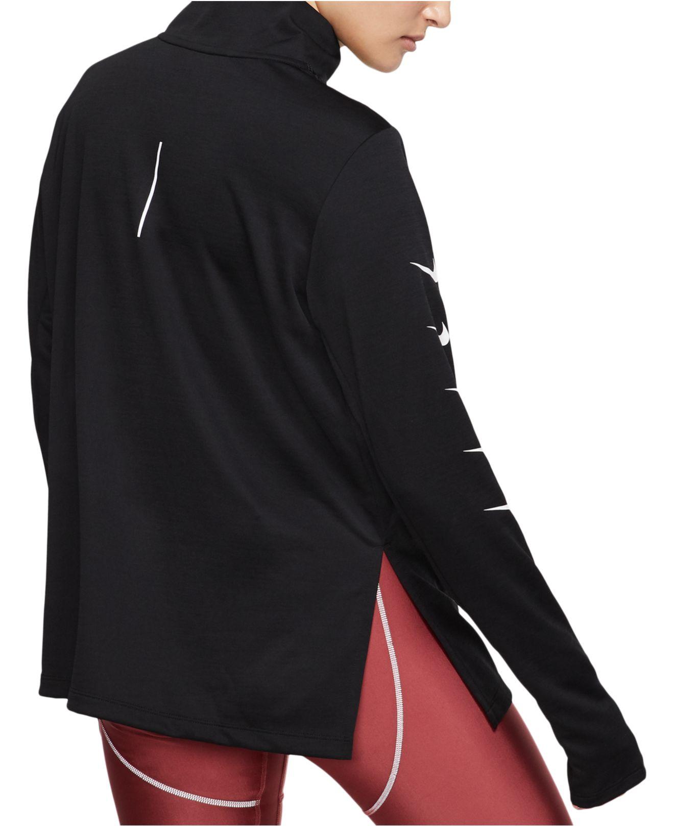 Nike Synthetic Swoosh Half-zip Running Top in Black/White/Silver (Black) - Lyst