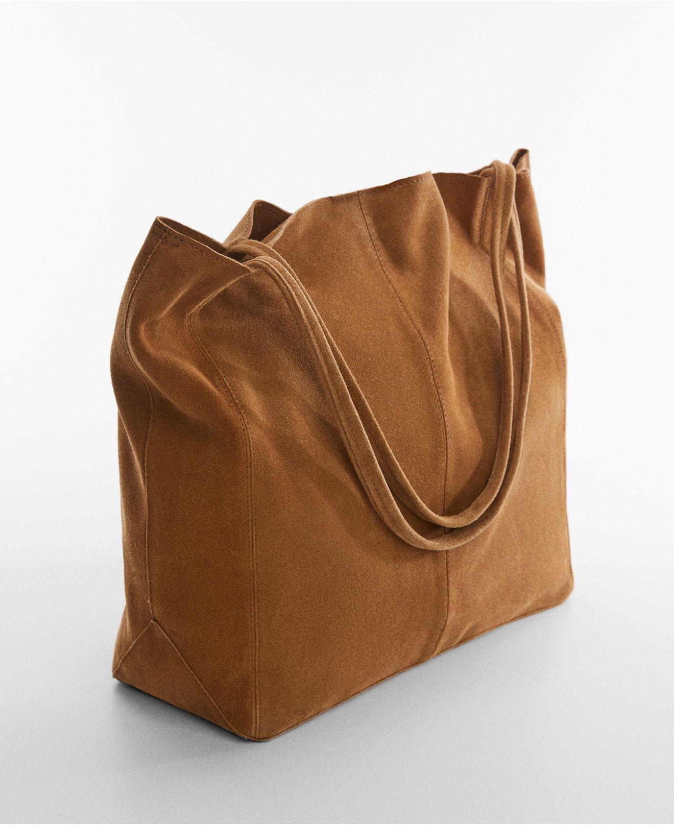 Mango Leather Shopper Bag in Brown | Lyst
