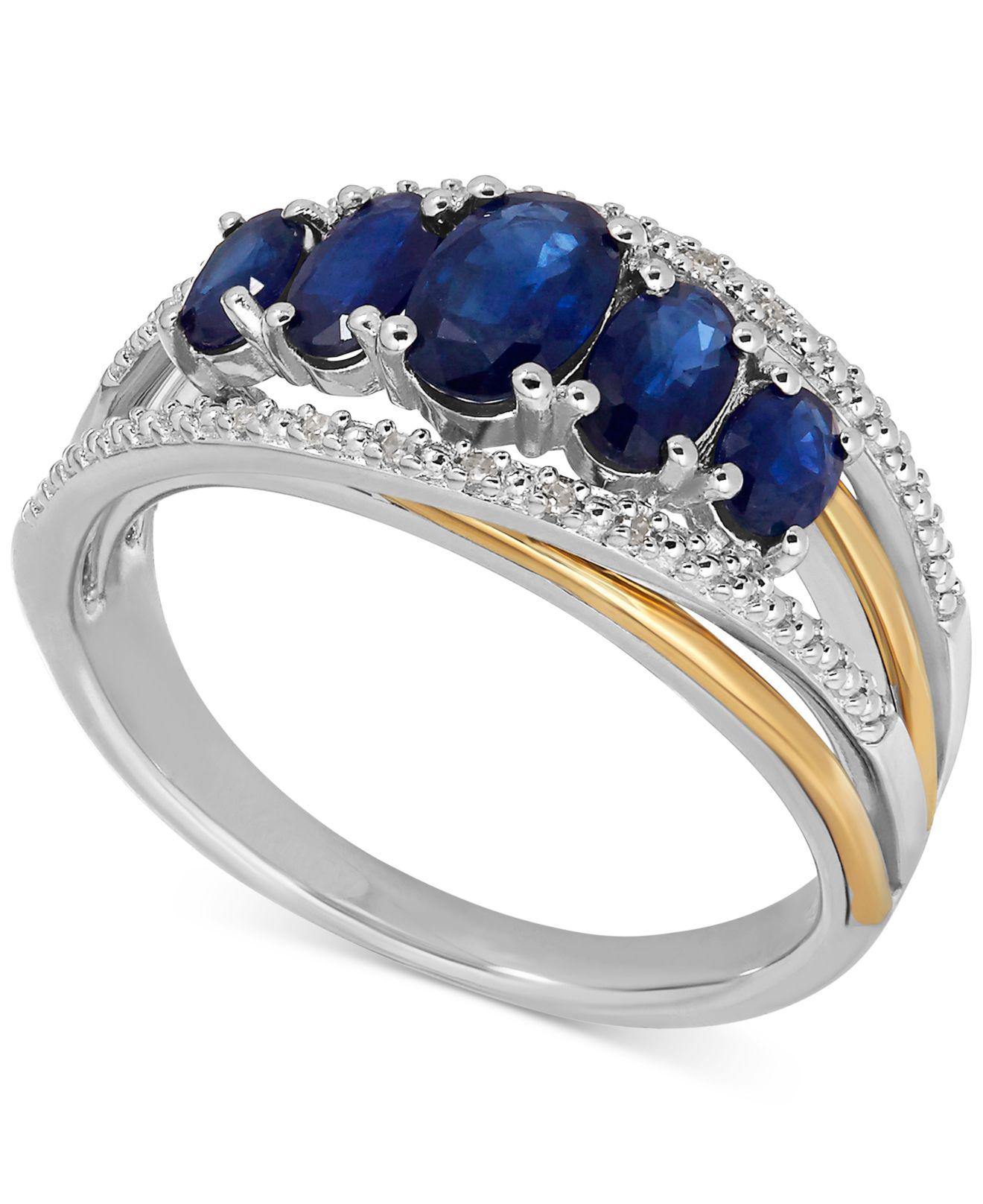 Macy's Sapphire (17/8 Ct. T.w.) And Diamond Accent Ring In Sterling