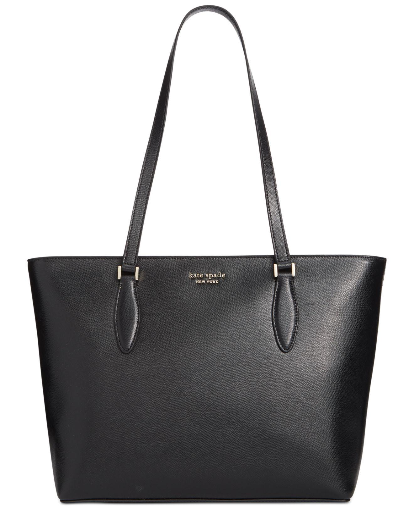 Kate Spade On Purpose Saffiano Leather Zip Top Tote in Black - Lyst
