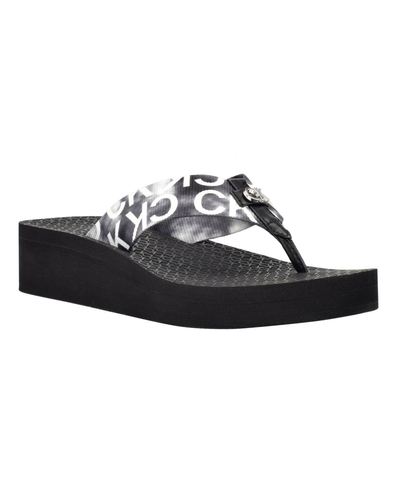 Calvin Klein Meena Beach Slipon Wedge Flip Flops in Black Lyst