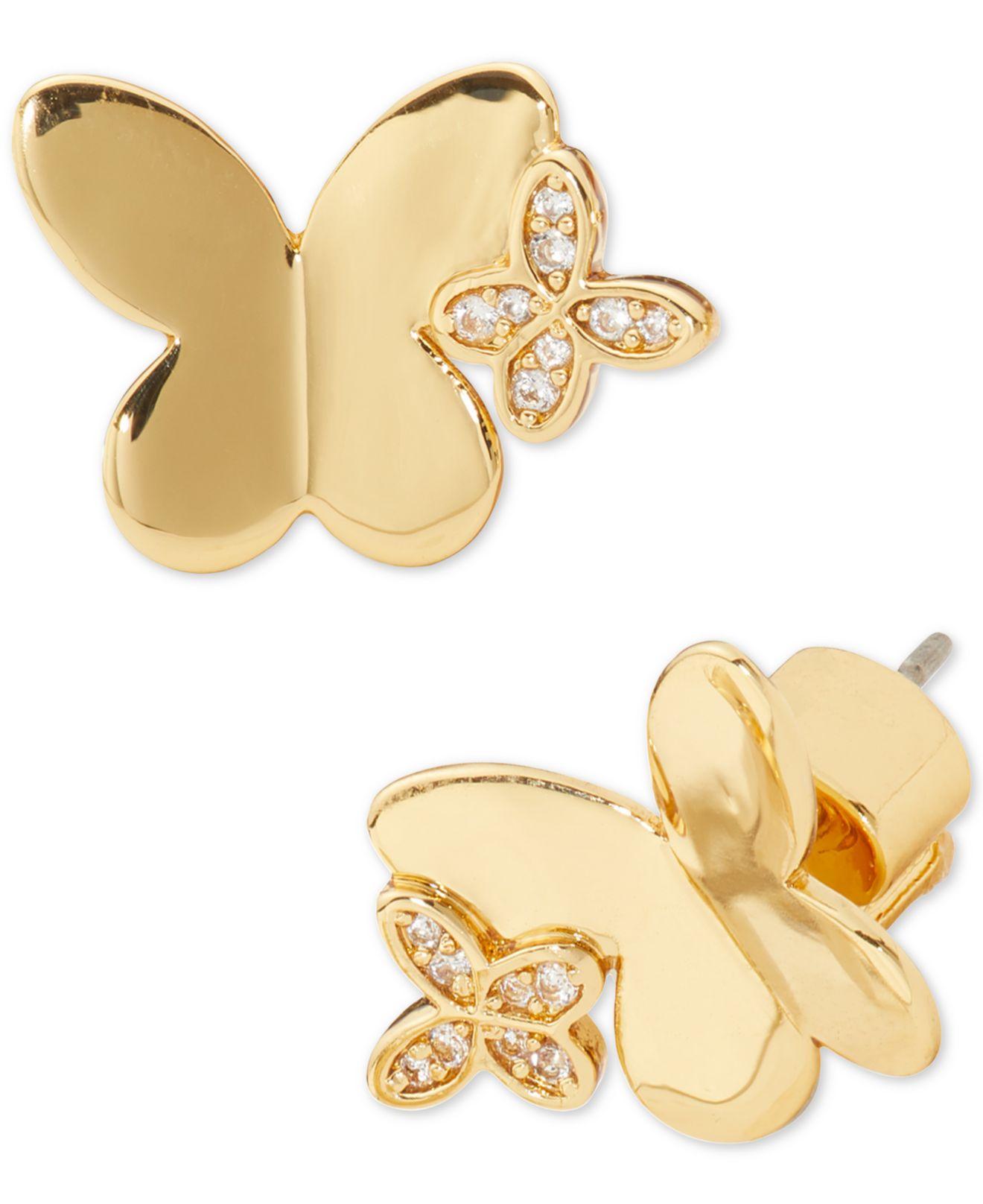 Kate Spade Goldtone Cubic Zirconia Butterfly Stud Earrings in Metallic