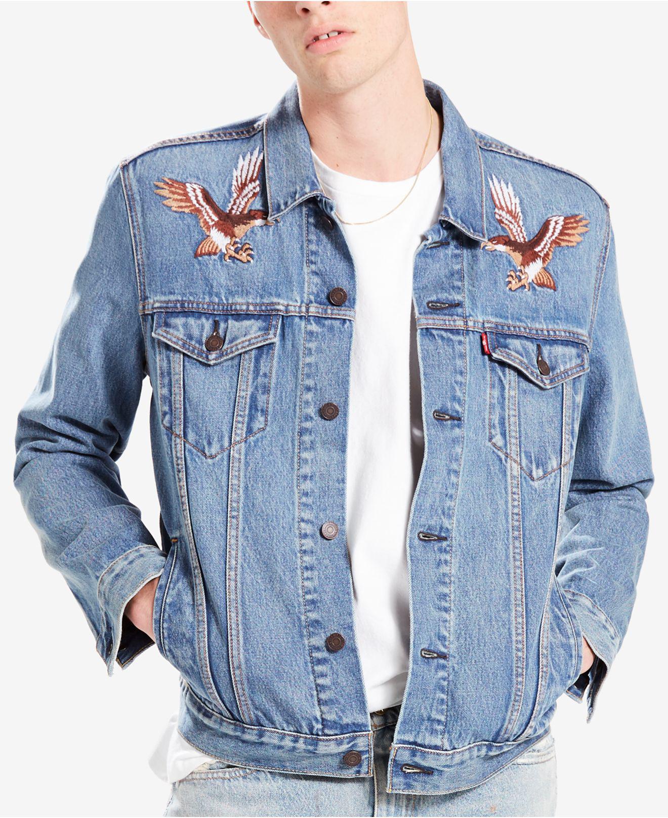 Levi's Men's Eagle Embroidered Denim Trucker Jacket in Blue for Men - Lyst