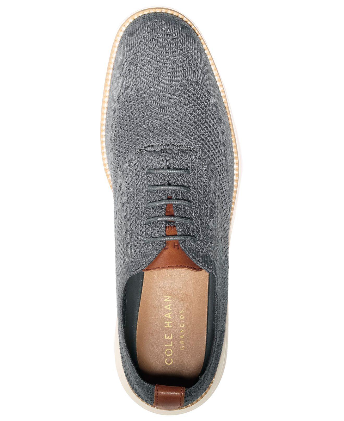 Cole Haan Rubber Men's Original Grand Knit Wingtip Oxfords in Grey