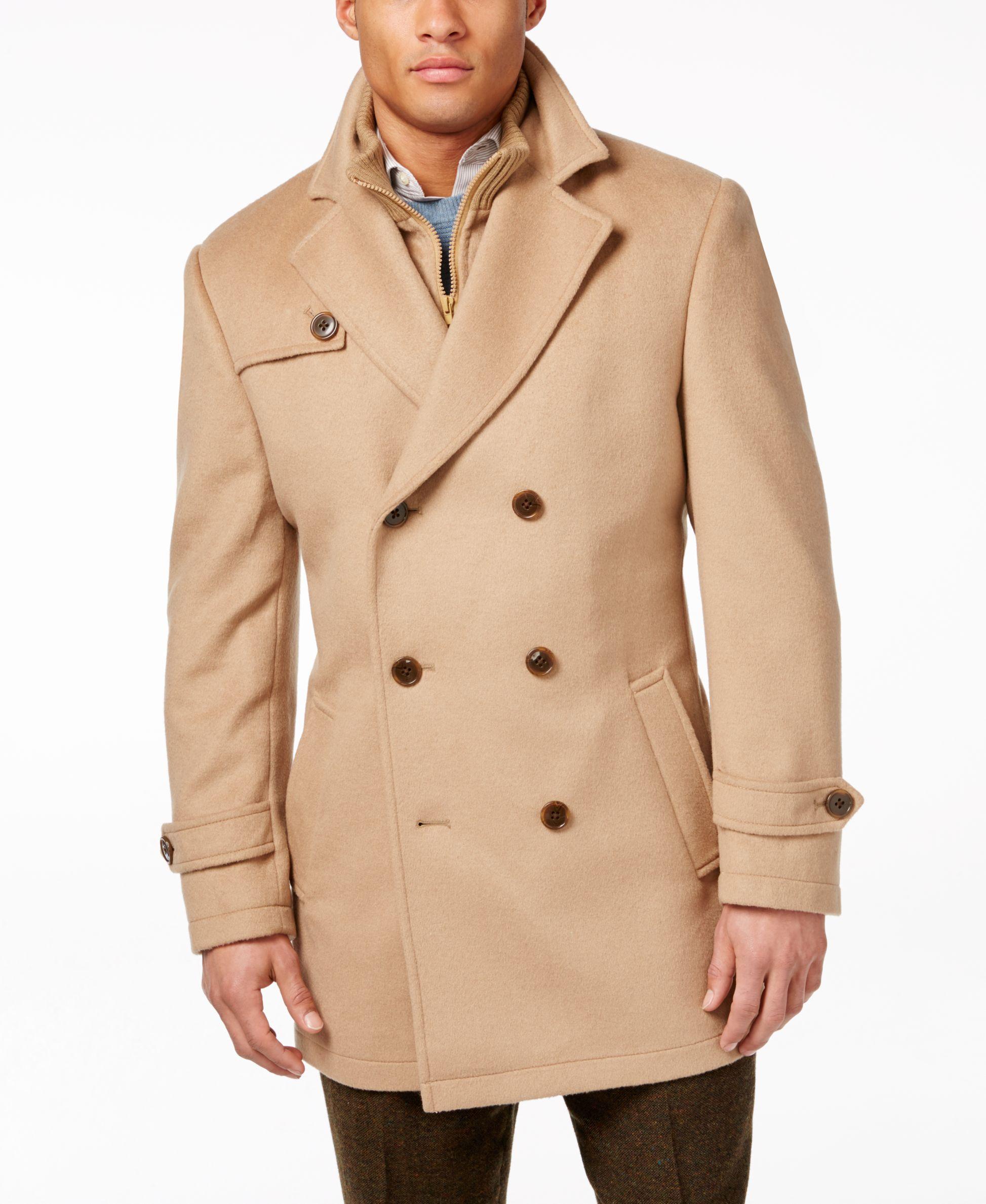 Lauren by Ralph Lauren Labrada Double-breasted Wool-blend Peacoat in  Natural for Men | Lyst