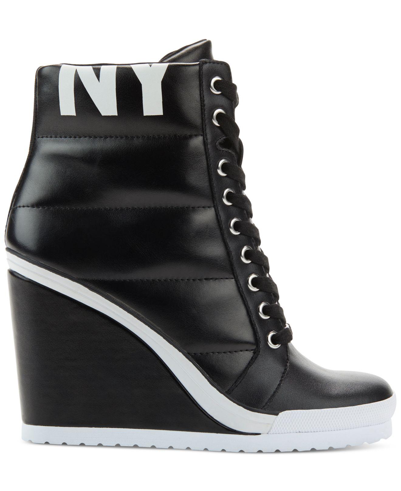 DKNY Noho Wedge Sneakers in Black - Lyst