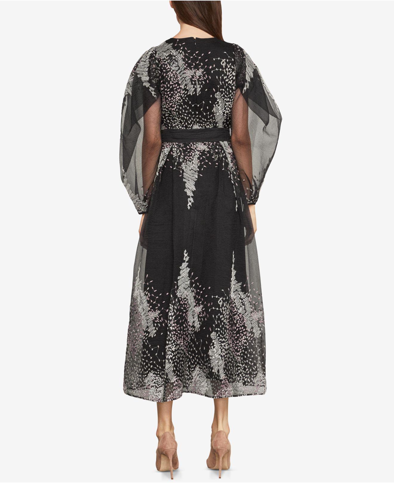 bcbgmaxazria embroidered organza midi dress
