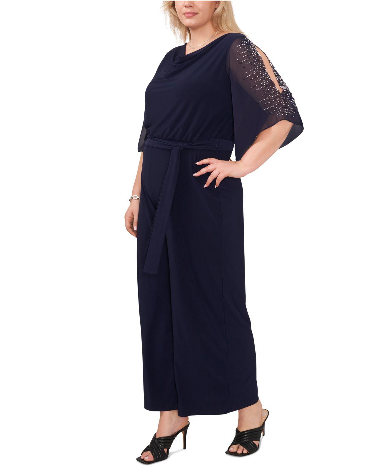 Msk Plus Size Beadedsleeve Cowlneck Jumpsuit in Blue Lyst