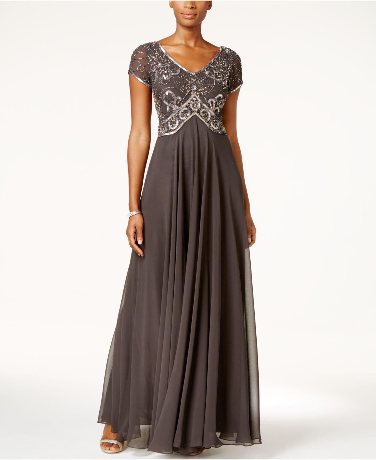 j kara embellished chiffon dress J Kara | Dresses | J Kara Beaded Cape Gown Gray