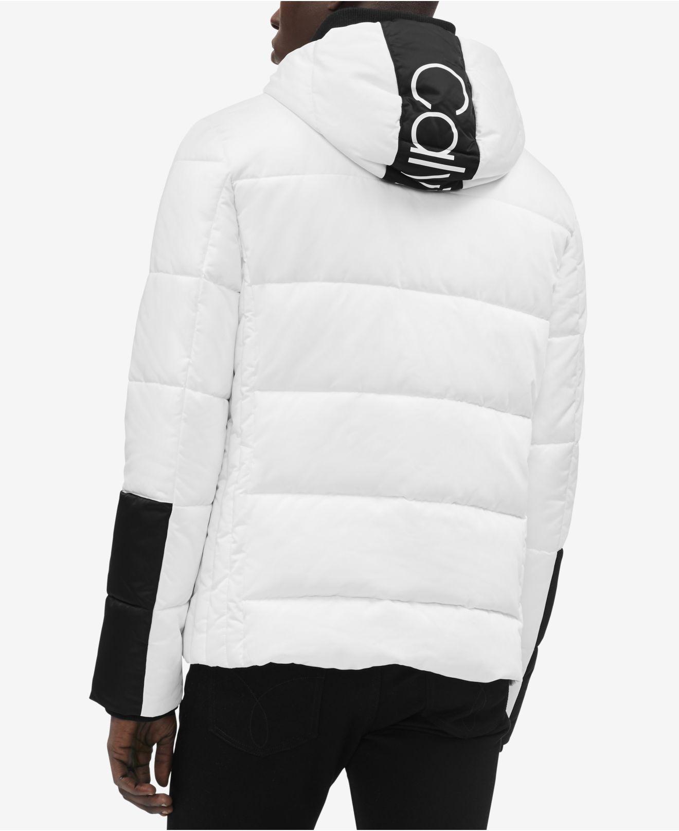 calvin klein black and white coat