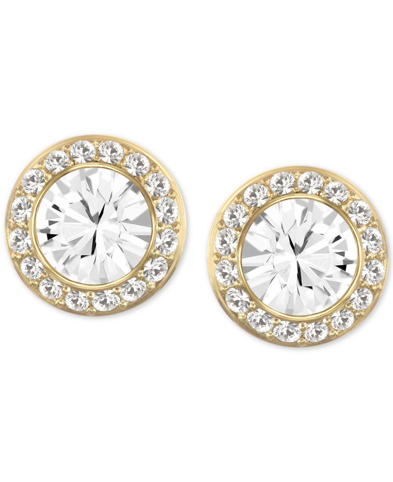 Swarovski Goldtone Crystal Stud Earrings in White Lyst