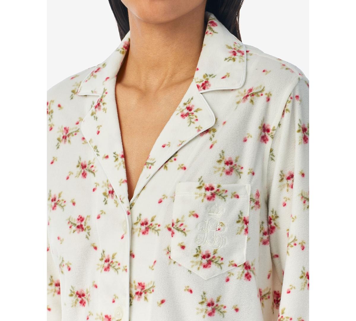 Lauren by Ralph Lauren Petite 2-pc. Printed Fleece Packaged Pajamas Set in  White