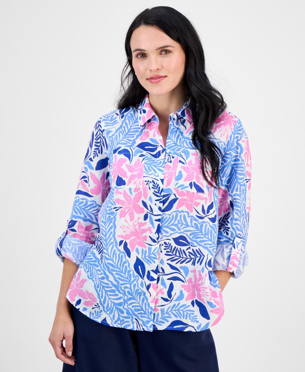 売れ筋商品|||チャータークラブ カットソー トップス レディース Petite Bhavana Multi Floral Print Linen Shirt, Exclusively at Macy's Neutral Combo Charter Club Petite Bhavana Multi Floral Print Linen Shirt