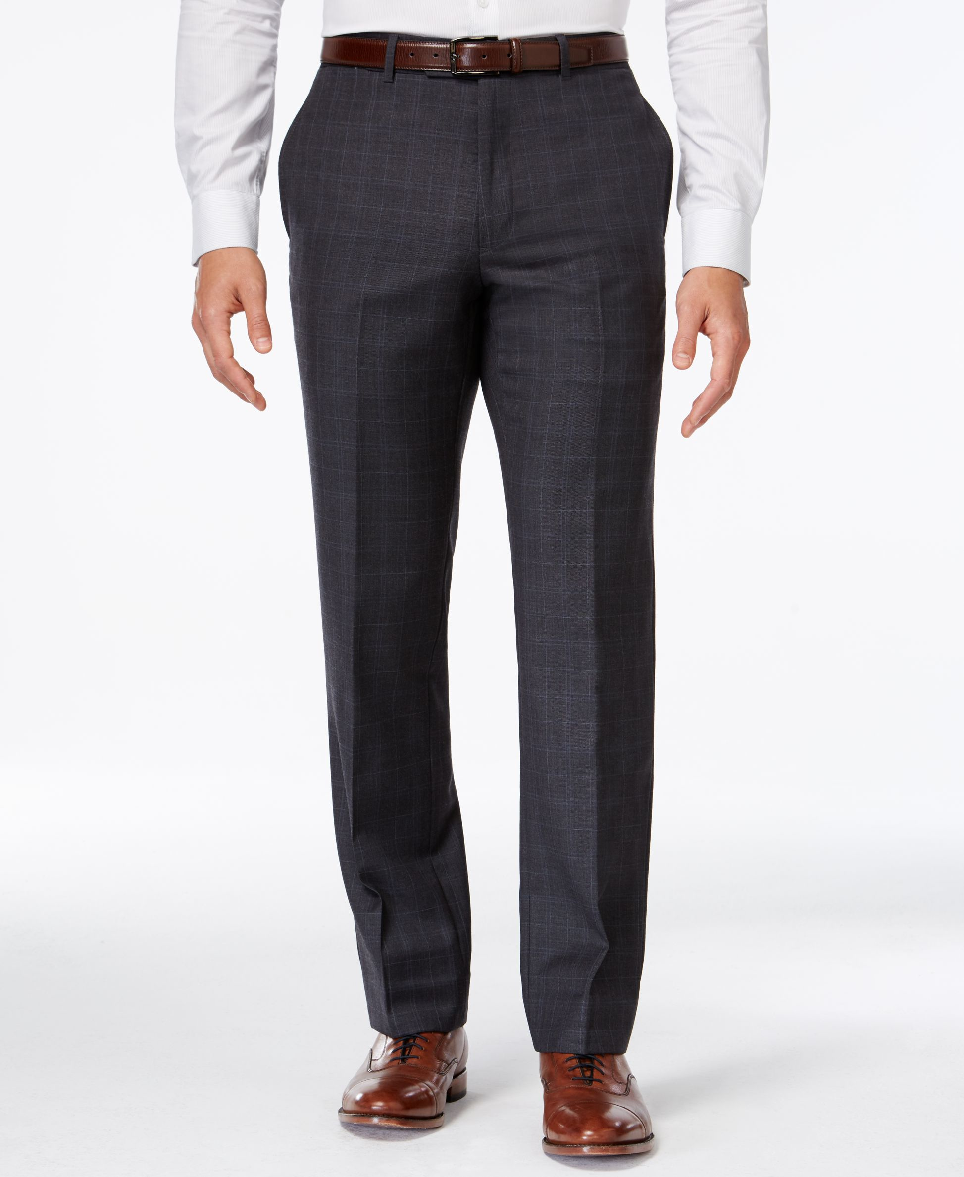 Tommy hilfiger Charcoal Windowpane Slim-fit Pant in Gray for Men | Lyst