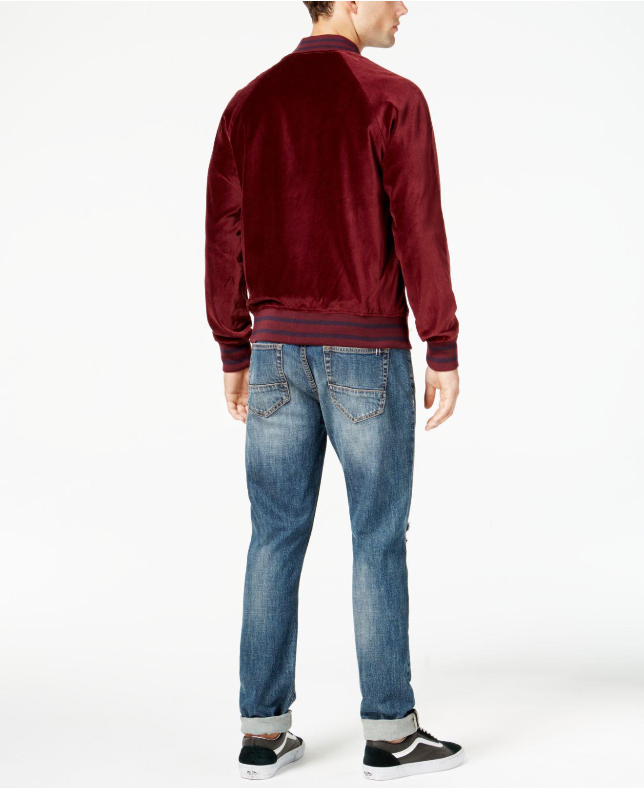 American Rag Men's Velvet Varsity Bomber Jacket in Red for Men | Lyst