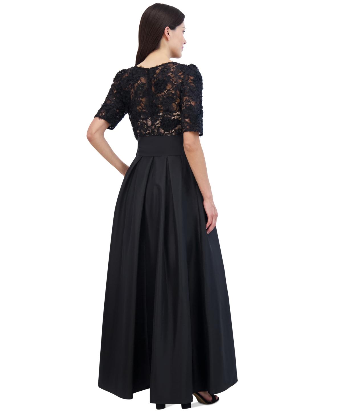 Eliza J Petite Lace bodice Jewel neck Gown in Black Lyst