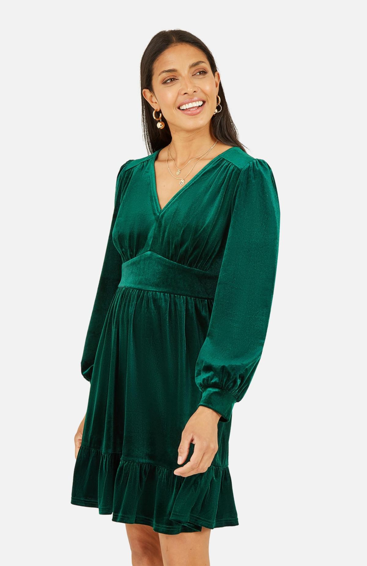 dark green long sleeve skater dress Forever Chic Dark Green Long Sleeve Dress