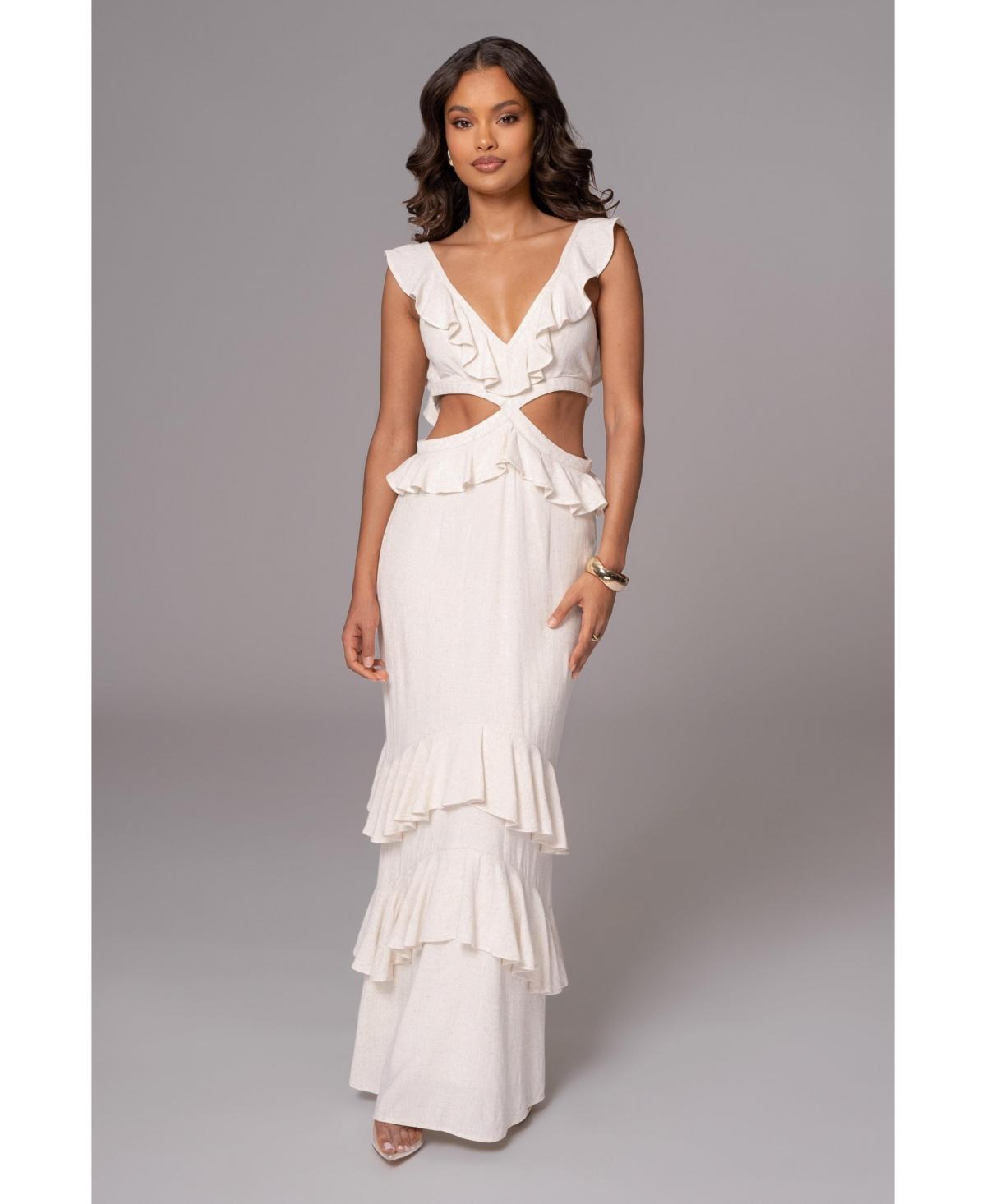 JLUXLABEL Sunshine Ruffle Linen Dress in Gray | Lyst