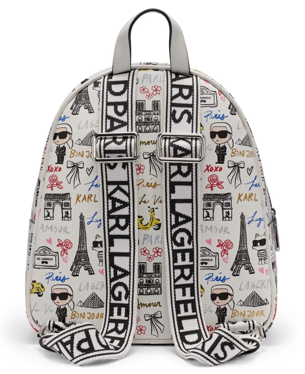 Karl Lagerfeld Backpack Bag Paris Maybelle  White Signature Eiffel Tower Print KLPLH04725_45_L5GKX8CJ_BGD_B.  main image 3