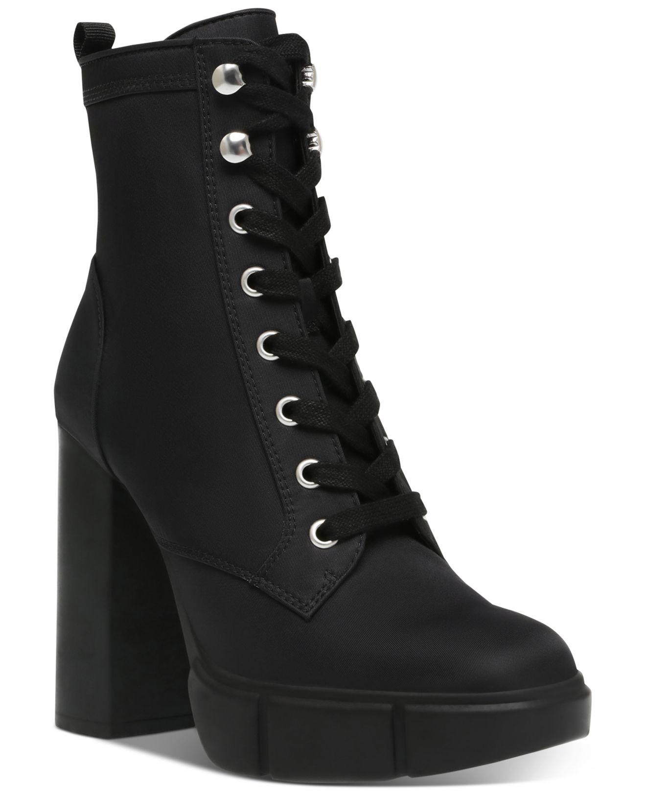 Steve Madden Hani Lace-up High-heeled Booties in Black | Lyst